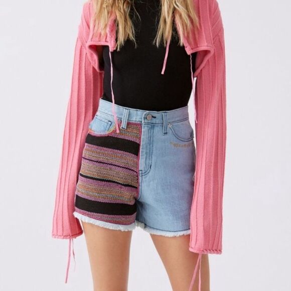 COPY - Urban Outfitters BDG A-Line High Rise Boho Cutoff Denim Blanket Patchwor… - Picture 1 of 15